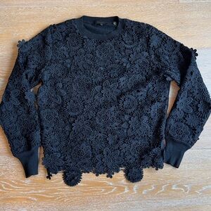 Ted Baker Black Floral Appliqué Lace Top